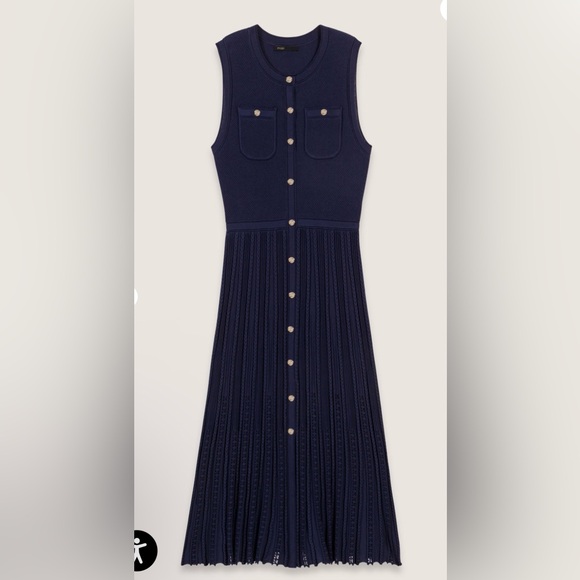 Maje Pleated knit maxi dress/EU 36 - Picture 7 of 12